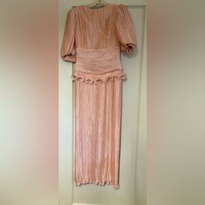 Vintage 1980s George F. Couture Elegant Pink Pleated Evening Dress